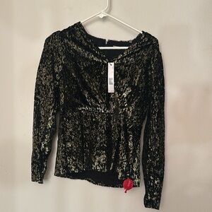 Brand new Tahari long sleeve shirt black and gold soft material size XS
